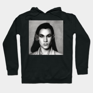 Ethan Torchio (Maneskin) pencil and charcoal portrait Hoodie